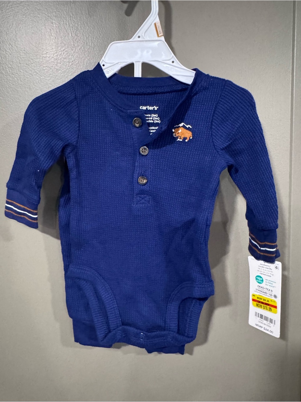 Carter's Navy Blue Long-Sleeve Thermal Henley One-Piece